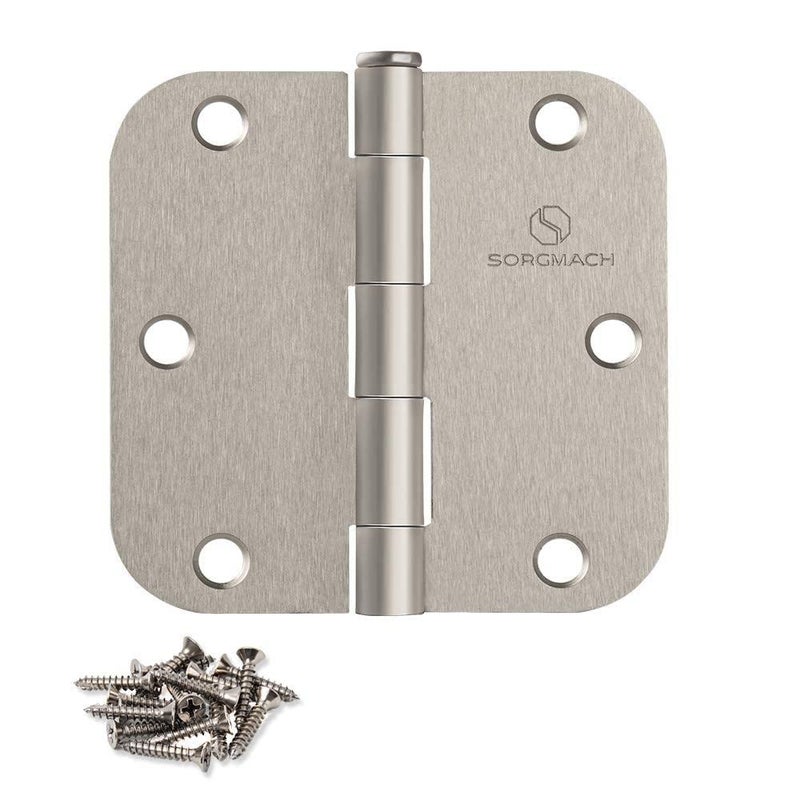 SORGMACH Door Hinges Satin Nickel 3.5 Inch Interior Hinges 5/8" Radius - 12 Pack - Image 1